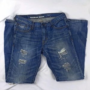 Old Navy Mens Size 30 Medium Dark Wash Distressed Premium Jeans